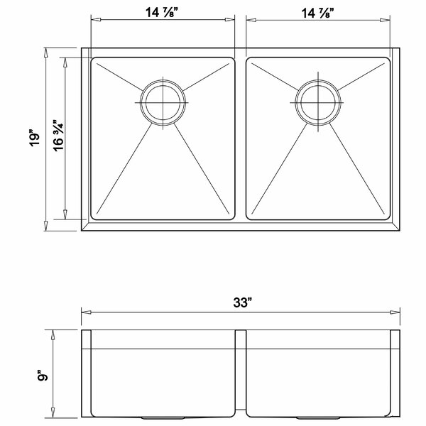 Wells Sinkware Chefs Series 33 L Double Bowl Stainless Steel Kitchen